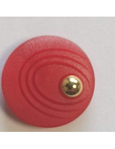 Bouton à tunnel, 18mm, rond rouge,  point doré