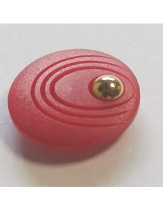 Bouton à tunnel, 18mm, rond rouge,  point doré 2