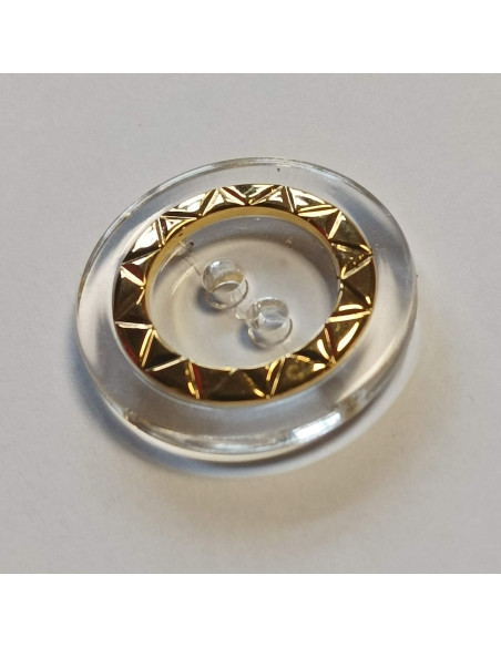 copie de Bouton polyester 2 trous, 32 mm, transparent et doré
