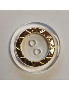 copie de Bouton polyester 2 trous, 32 mm, transparent et doré