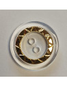 Bouton polyester 2 trous, 23 mm, transparent et doré