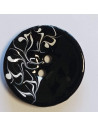 Bouton polyester 2 trous, 50 mm, noir et blanc