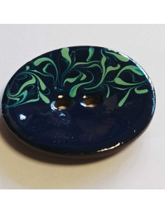 Bouton polyester 2 trous, 50 mm, bleu marine et vert 2