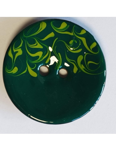 Bouton polyester 2 trous, 50 mm, vert foncé et vert clair