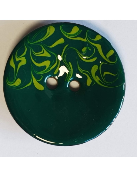 Bouton polyester 2 trous, 50 mm, vert foncé et vert clair