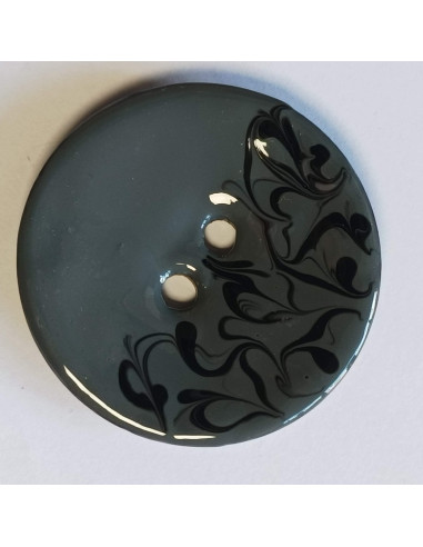 Bouton polyester 2 trous, 50 mm, gris et noir