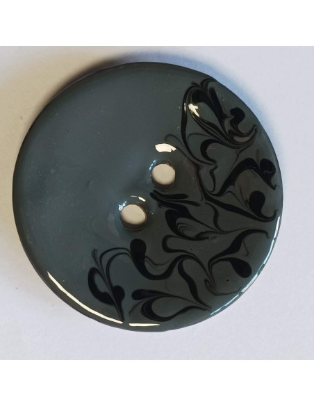 Bouton polyester 2 trous, 50 mm, gris et noir