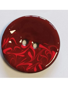 Bouton polyester 2 trous, 50 mm, bordeaux et rouge