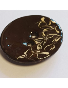Bouton polyester 2 trous, 50 mm, marron et blanc 2
