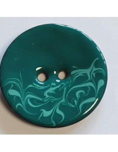 Bouton polyester 2 trous, 50 mm, vert émeraude