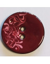 Bouton polyester 2 trous, 50 mm, bordeaux et rose