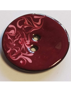 Bouton polyester 2 trous, 50 mm, bordeaux et rose 2