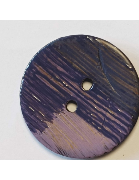 Bouton polyester 2 trous, 40 mm, violet et rose