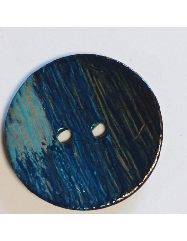 Bouton polyester 2 trous, 40 mm, bleu