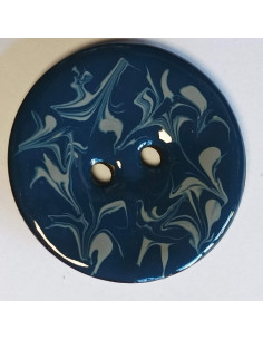 Bouton polyester 2 trous, 40 mm, bleu