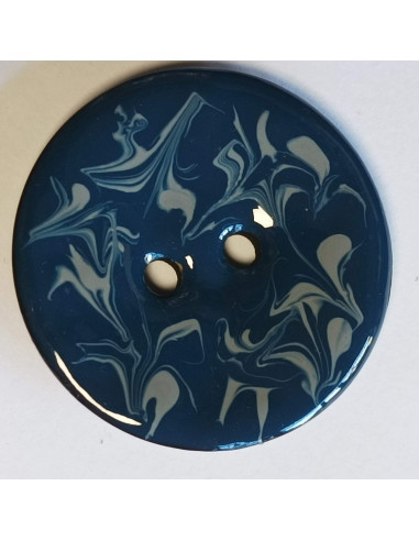 Bouton polyester 2 trous, 40 mm, bleu