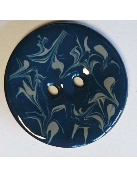 Bouton polyester 2 trous, 40 mm, bleu