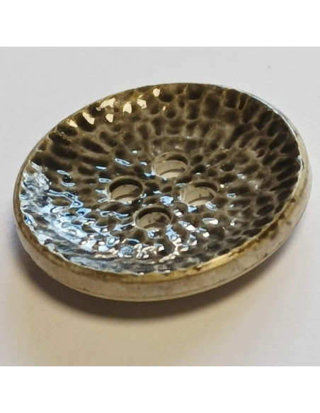 Bouton polyester 2 trous, 28 mm, rouge, argenté