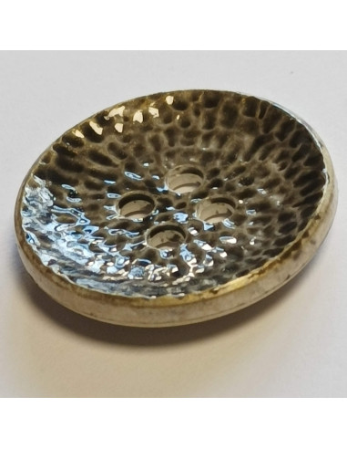 Bouton polyester 2 trous, 35 mm, argenté