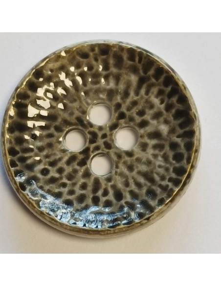 Bouton polyester 2 trous, 35 mm, argenté