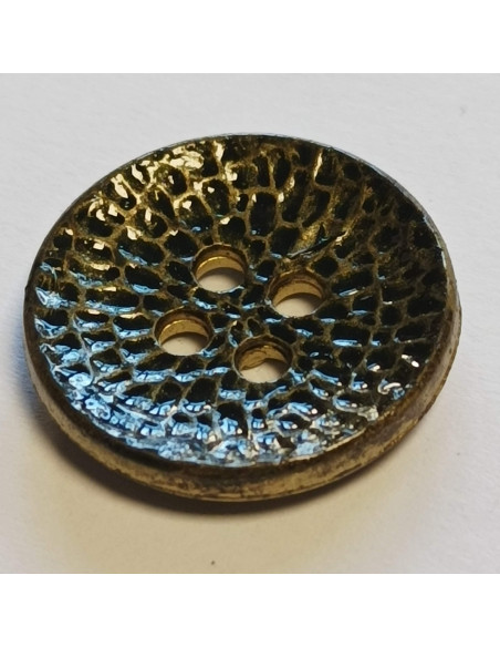 Bouton polyester 2 trous, 28 mm, doré