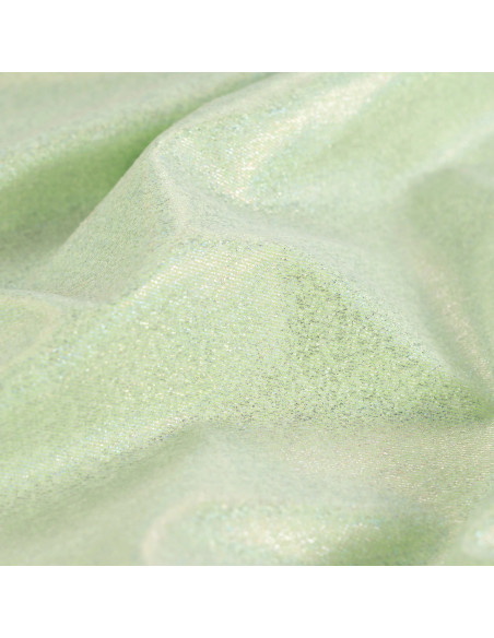 Tissu, Denim Stretch Pailleté, Vert Citron, Laize 140 cm, 90% Coton 260g/m²
