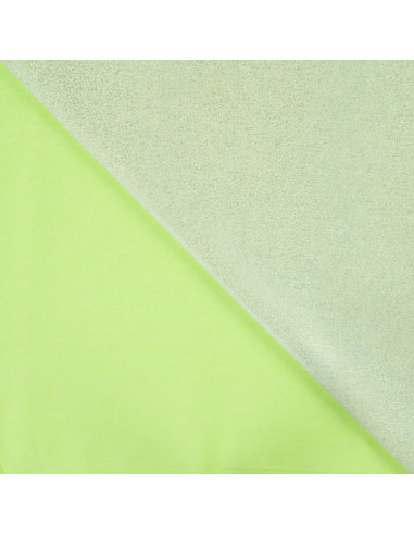 Tissu, Denim Stretch Pailleté, Vert Citron, Laize 140 cm, 90% Coton 260g/m²