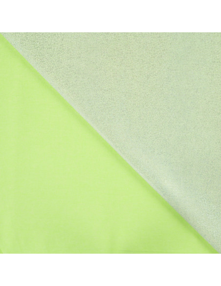 Tissu, Denim Stretch Pailleté, Vert Citron, Laize 140 cm, 90% Coton 260g/m²