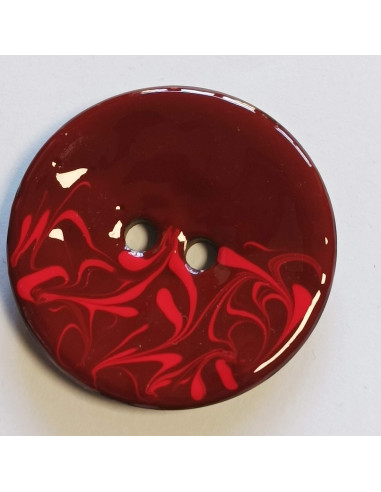 Bouton polyester 2 trous, 30 mm, bordeaux et rouge