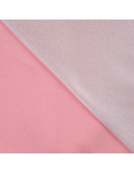 Tissu, Denim Stretch Pailleté, Rose Multicolore, Laize 140 cm, 90% Coton 260g/m²