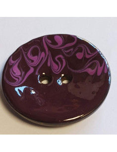 Bouton polyester 2 trous, 50 mm, marron et rose 2