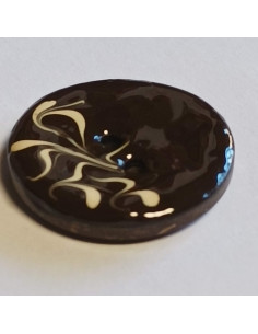 Bouton polyester 2 trous, 30 mm, marron et blanc 2