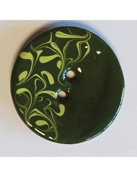 Bouton polyester 2 trous, 30 mm, vert kaki et vert clair