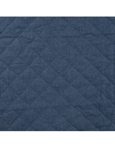 Tissu, Matelassé Chambray Uni, Bleu Denim Chiné, Laize 145 cm, 50% Coton 50% Polyester