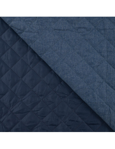 Tissu, Matelassé Chambray Uni, Bleu Denim Chiné, Laize 145 cm, 50% Coton 50% Polyester
