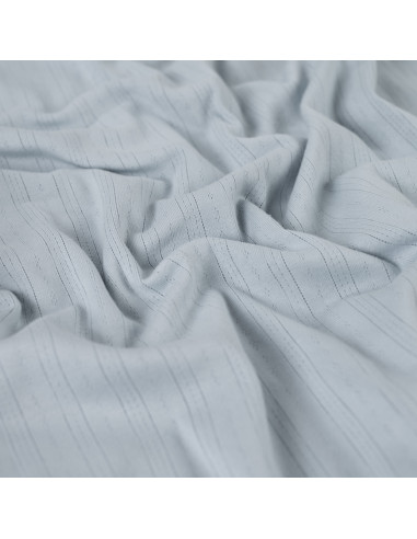 Tissu, Jersey Ajouré Pointelle, Bleu Clair, Laize 145 cm, Coton Stretch
