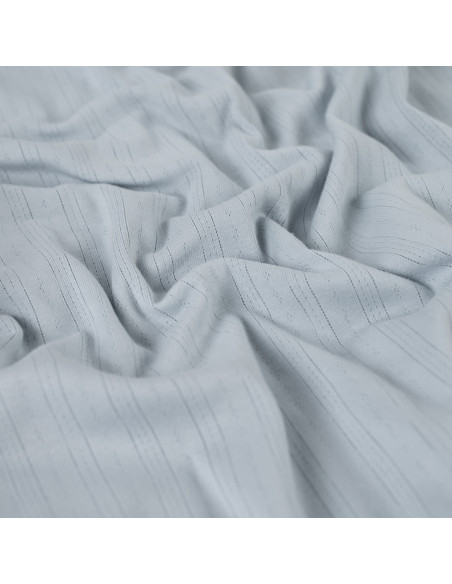 Tissu, Jersey Ajouré Pointelle, Bleu Clair, Laize 145 cm, Coton Stretch
