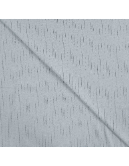 Tissu, Jersey Ajouré Pointelle, Bleu Clair, Laize 145 cm, Coton Stretch