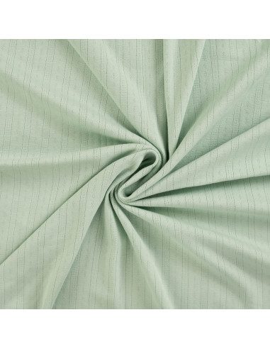 Tissu, Jersey Ajouré Pointelle, Vert Clair, Laize 145 cm, Coton Stretch