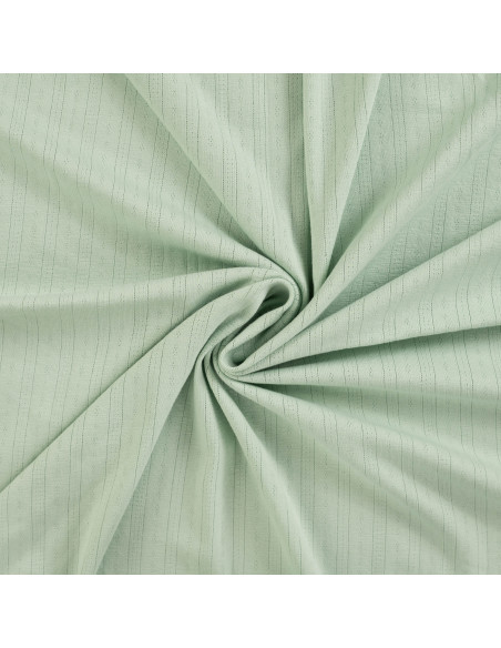 Tissu, Jersey Ajouré Pointelle, Vert Clair, Laize 145 cm, Coton Stretch