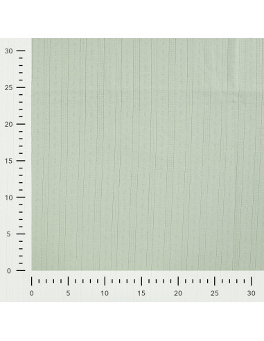 Tissu, Jersey Ajouré Pointelle, Vert Clair, Laize 145 cm, Coton Stretch