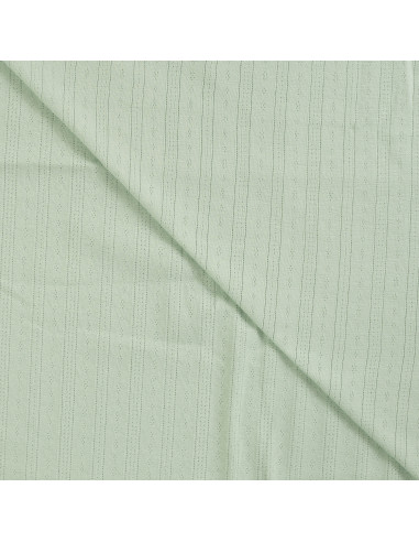 Tissu, Jersey Ajouré Pointelle, Vert Clair, Laize 145 cm, Coton Stretch