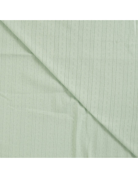 Tissu, Jersey Ajouré Pointelle, Vert Clair, Laize 145 cm, Coton Stretch