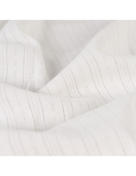 Tissu, Jersey Ajouré Pointelle, Écru, Laize 145 cm, Coton Stretch