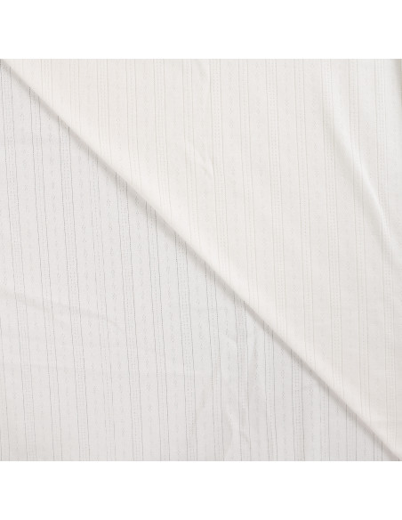 Tissu, Jersey Ajouré Pointelle, Écru, Laize 145 cm, Coton Stretch