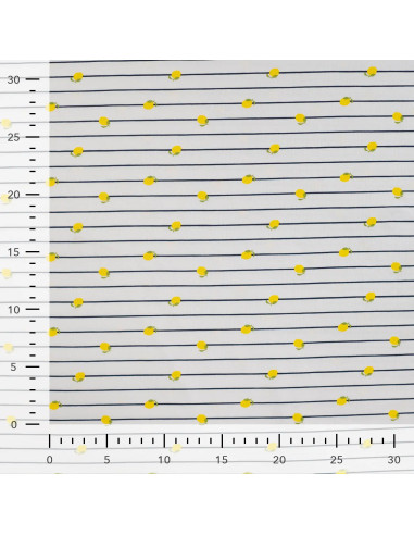 Tissu, Jersey de Coton, Rayures Marine et Citrons, Laize 150 cm, Coton Stretch Oeko-Tex
