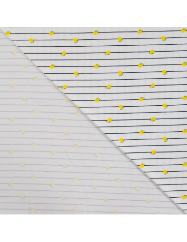 Tissu, Jersey de Coton, Rayures Marine et Citrons, Laize 150 cm, Coton Stretch Oeko-Tex