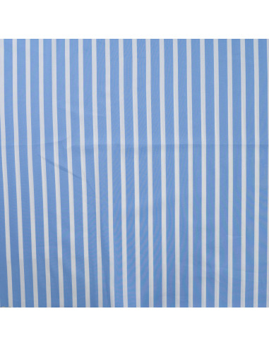 Tissu, Popeline Rayures Bâtons, Bleu, Laize 145 cm, Coton Polyamide Spandex 110g/m²