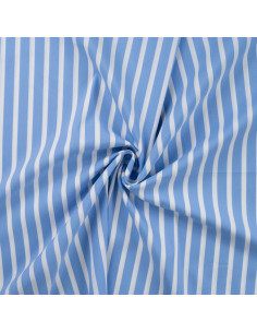Popeline coton nylon, rayures, bleu 2