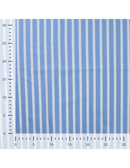 Tissu, Popeline Rayures Bâtons, Bleu, Laize 145 cm, Coton Polyamide Spandex 110g/m²